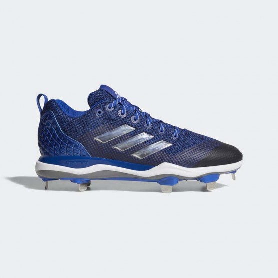 Mens Collegiate Royal/Metallic Silver/White Adidas Poweralley 5 Cleats Baseball Shoes 850BEAOG