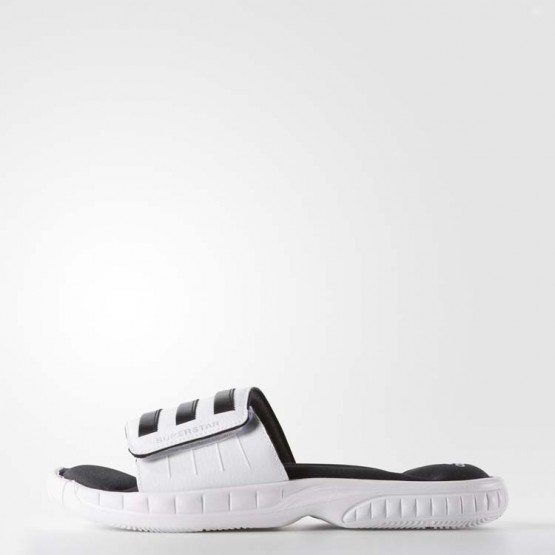 Mens White/Black/Metallic Silver Adidas Superstar 3g Slides Training Shoes 928NETAS