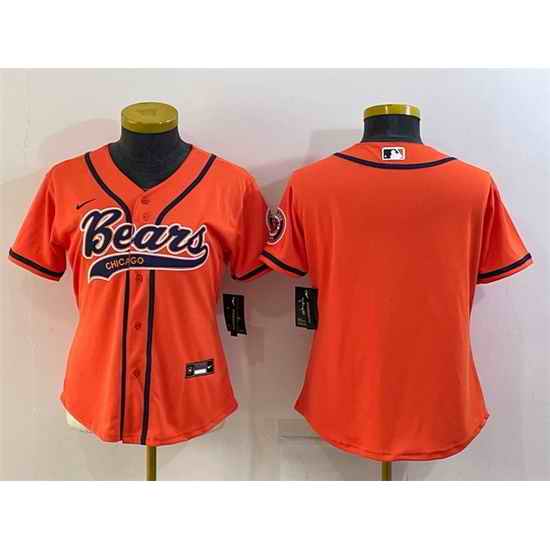 Women Chicago Bears Blank Orange With Patch Cool Base Stitched Baseball Jersey->women nfl jersey->Women Jersey