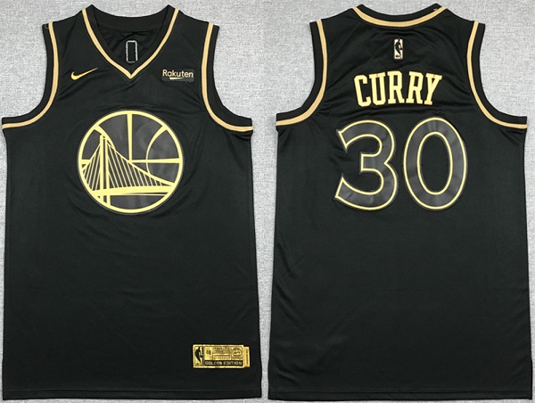 Men's Golden State Warriors #30 Stephen Curry Black Gold Stitched Jersey->golden state warriors->NBA Jersey
