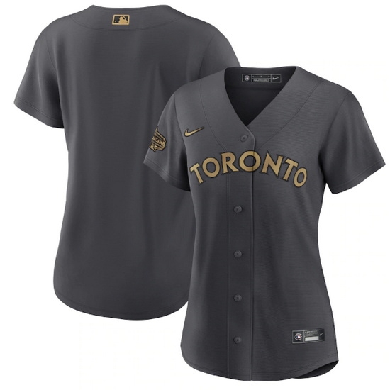 Women Toronto Blue Jays Blank 2022 All Star Charcoal Stitched Baseball Jersey->2022 all star->MLB Jersey