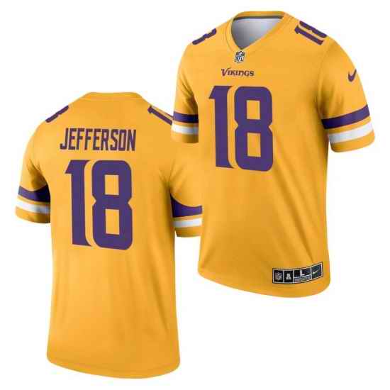 Men's Minnesota Vikings #18 Justin Jefferson Gold 2021 Inverted Legend Stitched Jersey->minnesota vikings->NFL Jersey