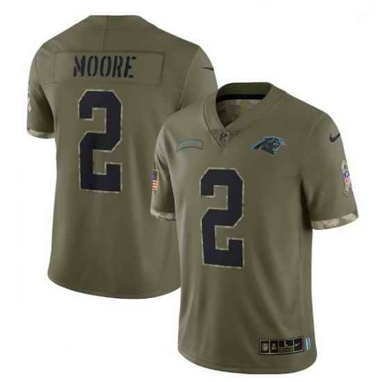 Men Carolina Panthers #2 D  Moore Olive 2022 Salute To Service Limited Stitched Jersey