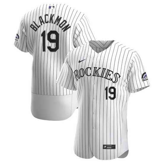 Men Colorado Rockies #19 Charlie Blackmon White Flex Base Stitched jersey->colorado rockies->MLB Jersey