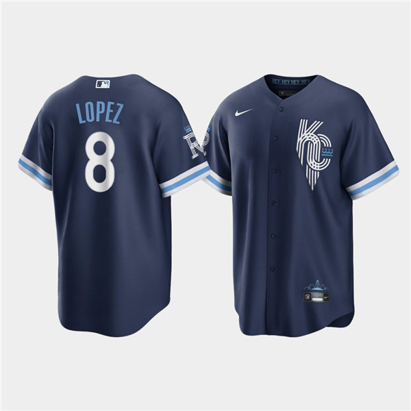 Men's Kansas City Royals #8 Nicky Lopez 2022 Navy City Connect Cool Base Stitched Jersey->kansas city royals->MLB Jersey