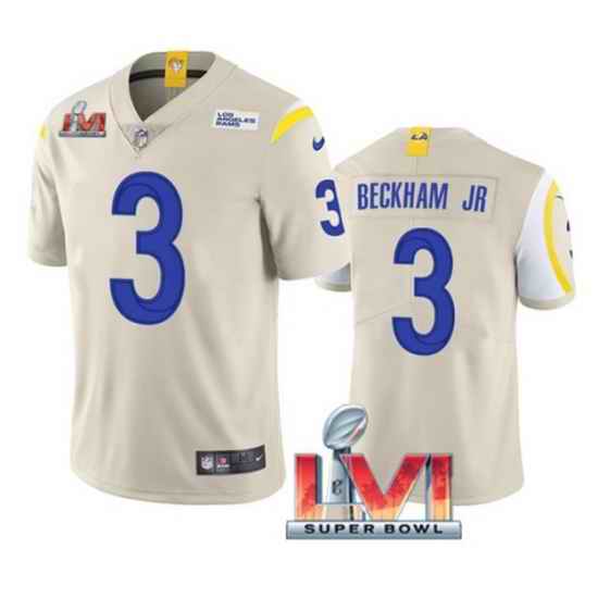 Nike Los Angeles Rams #3 Odell Beckham Jr. Bone 2022 Super Bowl LVI Vapor Limited Jersey->los angeles rams->NFL Jersey