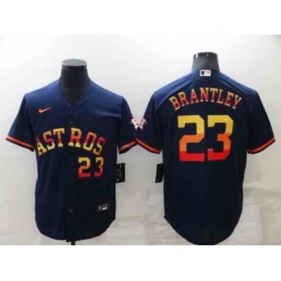 Men's Houston Astros #23 Michael Brantley Number Navy Blue Rainbow Stitched MLB Cool Base Nike Jersey->houston astros->MLB Jersey