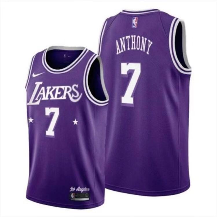 Men's Los Angeles Lakers #7 Carmelo Anthony purple jersey->women mlb jersey->Women Jersey