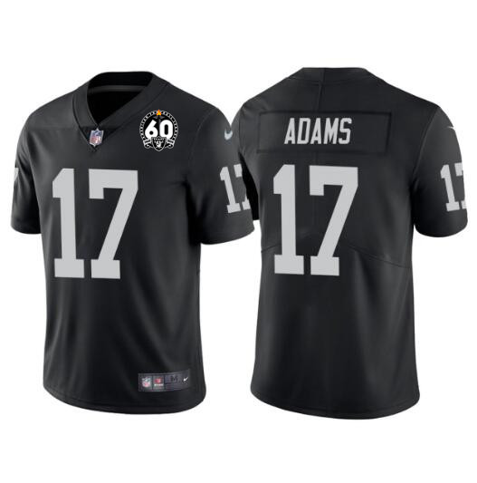 Men's Las Vegas Raiders #17 Davante Adams Black With 60th Anniversary Patch Vapor Limited Stitched Jersey->las vegas raiders->NFL Jersey