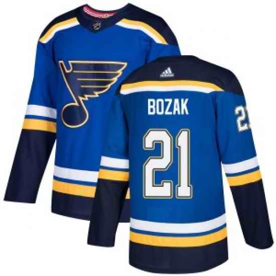 Men Authentic St  Louis Blues #21 Tyler Bozak Blue Home Official Adidas Jersey->st.louis blues->NHL Jersey