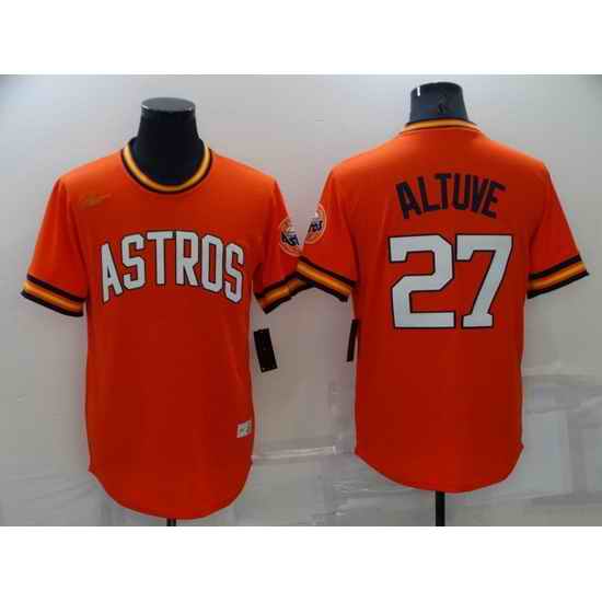Men Houston Astros #27 Jose Altuve Orange Cool Base Stitched jersey->detroit tigers->MLB Jersey