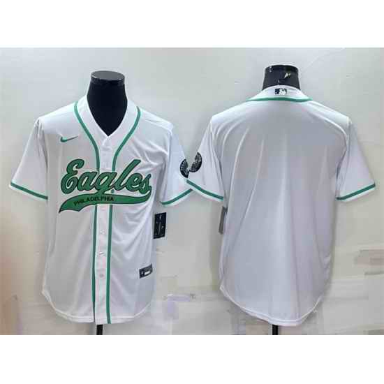 Men Philadelphia Eagles Blank White With Patch Cool Base Stitched Baseball Jersey->new orleans saints->NFL Jersey