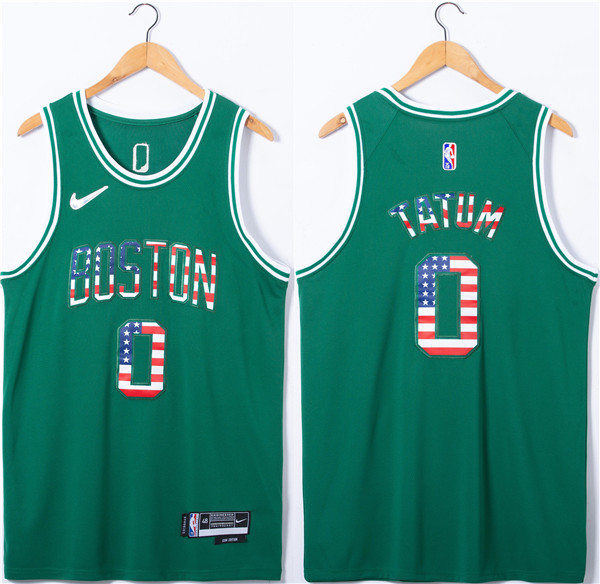 Men's Boston Celtics #0 Jayson Tatum USA Flag Green Stitched Jersey->charlotte hornets->NBA Jersey