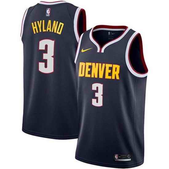 Men Denver Nuggets #3 Nah Shon Hyland Navy Icon Edition Stitched Jersey->denver nuggets->NBA Jersey