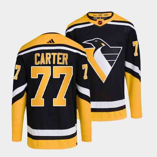 Men Pittsburgh Penguins #77 Jeff Carter Black 2022 Reverse Retro Stitched Jersey->pittsburgh penguins->NHL Jersey