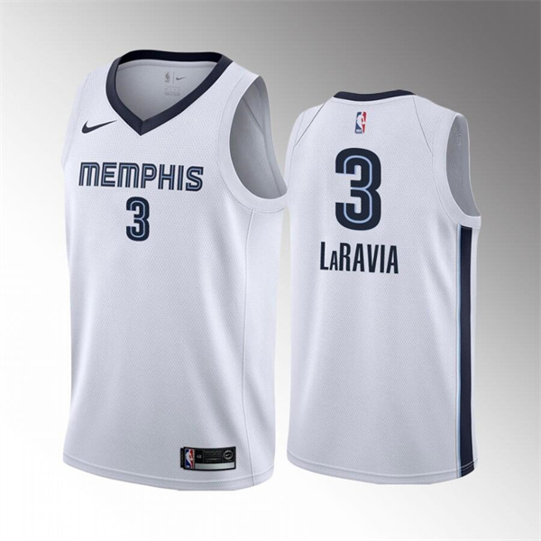 Men's Memphis Grizzlies #3 Jake LaRavia 75th Anniversary Statement Edition White Stitched Basketball Jersey->memphis grizzlies->NBA Jersey