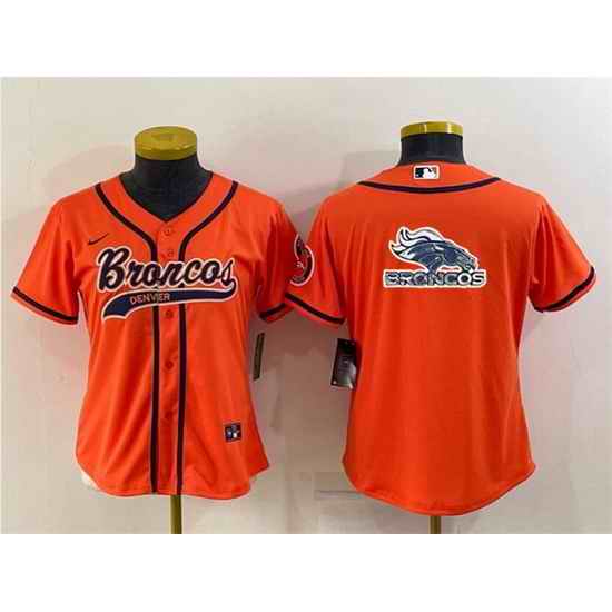 Women Denver Broncos Orange Team Big Logo With Patch Cool Base Stitched Baseball Jersey->women nfl jersey->Women Jersey