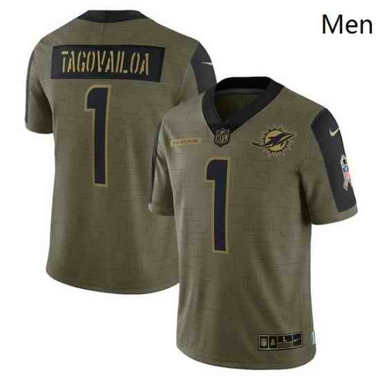 Men's Miami Dolphins Tua Tagovailoa Nike Olive 2021 Salute To Service Limited Player Jersey->miami dolphins->NFL Jersey