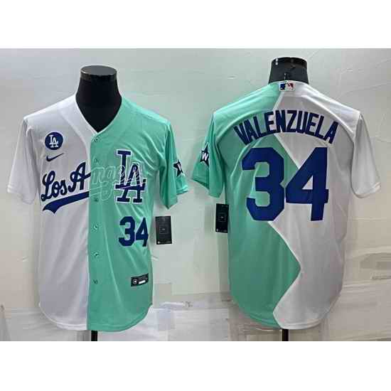Men Los Angeles Dodgers #34 Fernando Valenzuela 2022 All Star White Green Cool Base Stitched Baseball Jersey->los angeles dodgers->MLB Jersey