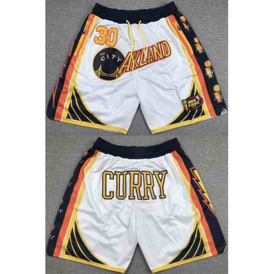 Men Golden State Warriors #30 Stephen Curry White Shorts 28Run Small 29->nba shorts->NBA Jersey