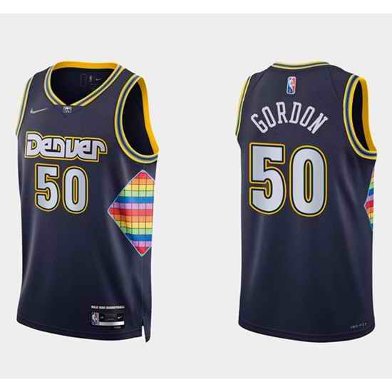 Men Denver Nuggets 50 Aaron Gordon Navy 2021 #22 City Edition 75th Anniversary Stitched Jersey->denver nuggets->NBA Jersey