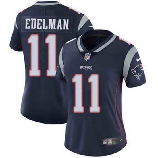 Women New England Patriots #11 Julian Edelman Navy Vapor Untouchable Stitched Jersey->women nfl jersey->Women Jersey