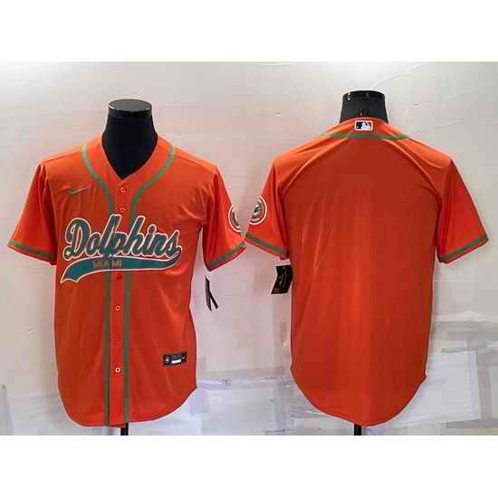 Men Miami Dolphins Blank Orange Cool Base Stitched Baseball Jersey->miami dolphins->NFL Jersey