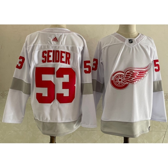 Red Wings 53 Moritz Seider White 2020 #21 Reverse Retro Adidas Jersey->detroit red wings->NHL Jersey