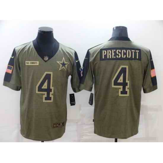 Men Dallas Cowboys #4 Dak Prescott Nike Olive 2021 Salute To Service Limited Jersey->women nfl jersey->Women Jersey