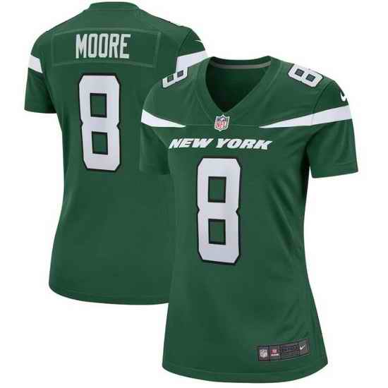 Women New York Jets Elijah Moore #8 Green Vapor Limited Stitched Football Jersey->women nfl jersey->Women Jersey