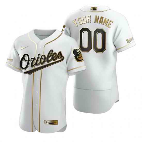 Men Women Youth Toddler Baltimore Orioles White Gold Custom Nike MLB Flex Base Jersey->customized mlb jersey->Custom Jersey