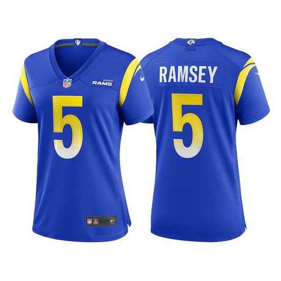 Women Los Angeles Rams #5 Jalen Ramsey Blue Stitched Football Limited Jersey->women nfl jersey->Women Jersey