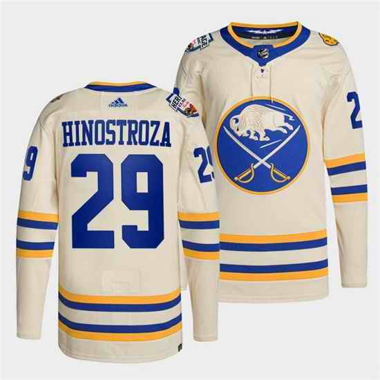Men Buffalo Sabres #29 Vinnie Hinostroza 2022 Cream Heritage Classic Stitched jersey->buffalo sabres->NHL Jersey