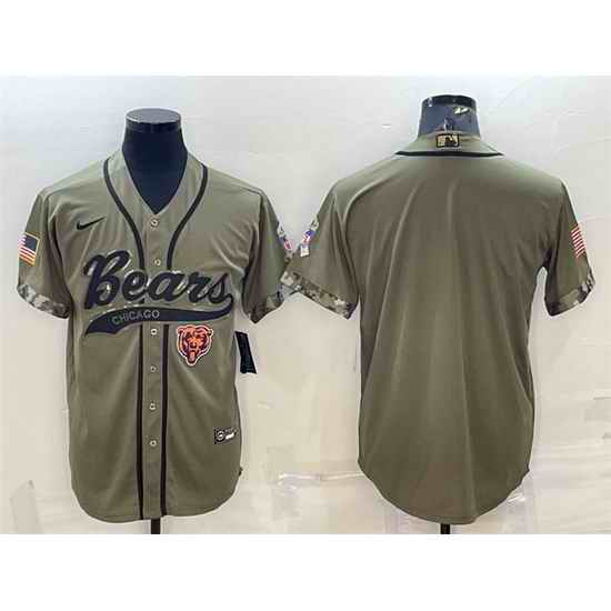 Men Chicago Bears Blank Olive 2022 Salute To Service Cool Base Stitched Baseball Jersey->chicago bears->NFL Jersey