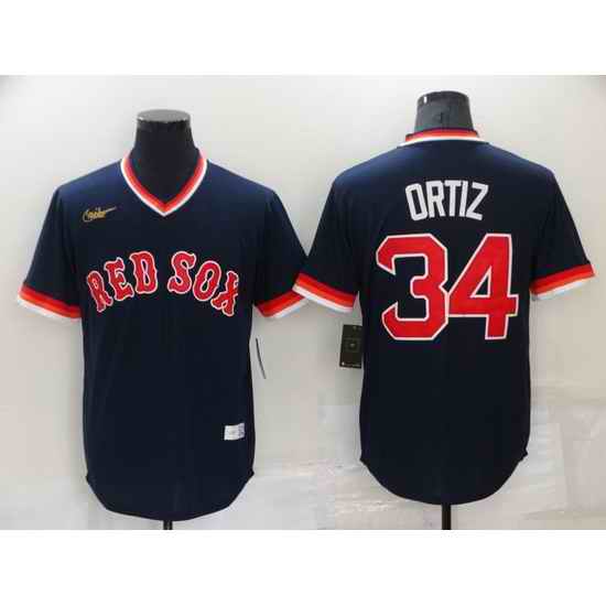 Men Boston Red Sox #34 David Ortiz Navy Stitched Baseball jersey->boston red sox->MLB Jersey