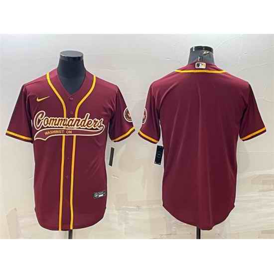 Men Washington Commanders Blank Burgundy With Patch Cool Base Stitched Baseball Jersey->tennessee titans->NFL Jersey