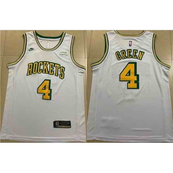 Men Houston Rockets #4 Jalen Green White Stitched Basketball Jersey->houston rockets->NBA Jersey