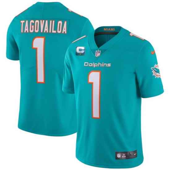 Men Miami Dolphins 2022 #1 Tua Tagovailoa Aqua With 1-star C Patch Vapor Limited Stitched NFL Jersey->miami dolphins->NFL Jersey