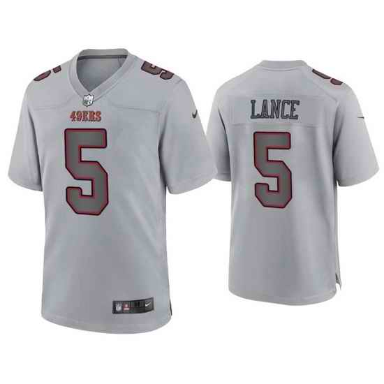 Men San Francisco 49ers #5 Trey Lance Grey Atmosphere Fashion Stitched Game Jersey->san francisco 49ers->NFL Jersey