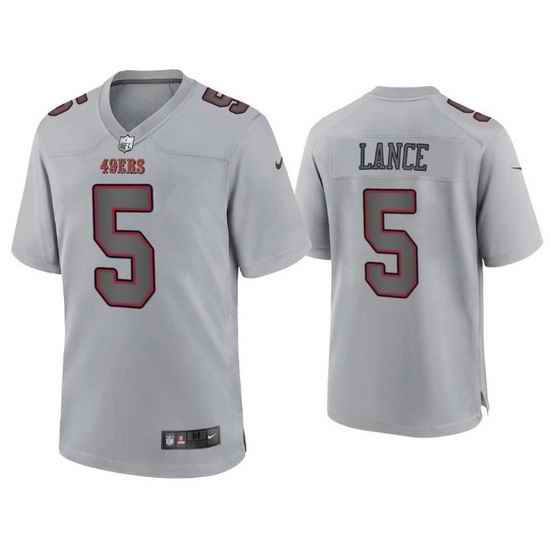 Men San Francisco 49ers #5 Trey Lance Grey Atmosphere Fashion Stitched Game Jersey