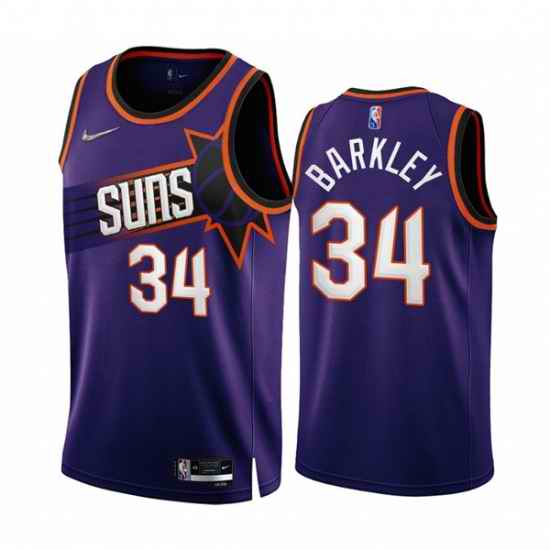 Men's Phoenix Suns #34 Charles Barkley 2022-23 Purple 75th Anniversary Icon Edition Stitched Jersey->anaheim ducks->NHL Jersey