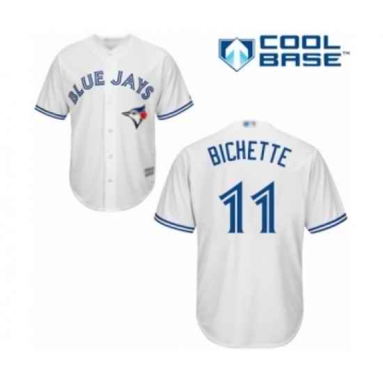 Youth Toronto Blue Jays #11 Bo Bichette Authentic White Home Baseball Player Jersey->women mlb jersey->Women Jersey