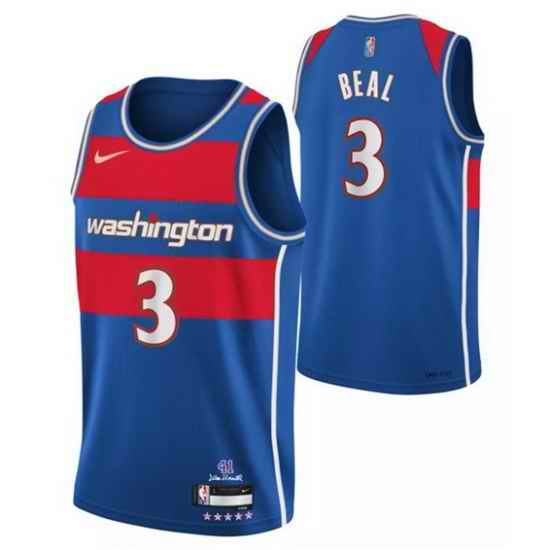 Men's Washington Wizards #3 Bradley Beal 75th Anniversary 2021 2022 Blue City Edition Swingman Stitched Jersey->washington wizards->NBA Jersey