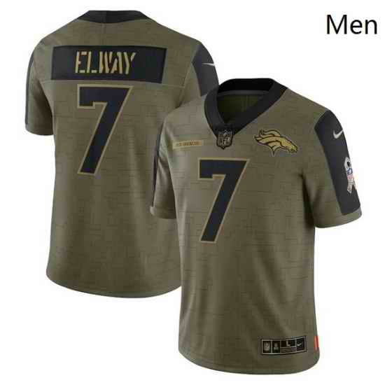 Men's Denver Broncos John Elway Nike Olive 2021 Salute To Service Retired Player Limited Jersey->denver broncos->NFL Jersey