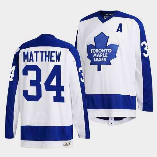Men Toronto Maple Leafs #34 Auston Matthews White Classics Primary Logo Stitched jersey->toronto maple leafs->NHL Jersey
