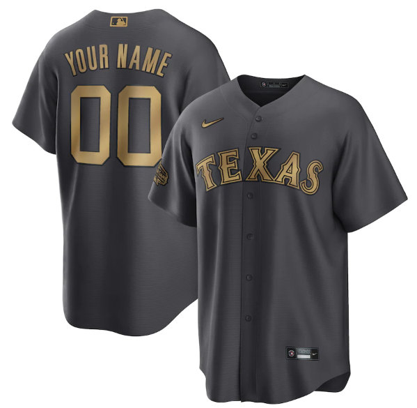 Men's Texas Rangers Active Player Custom Charcoal 2022 All-Star Cool Base Stitched Baseball Jersey->texas rangers->MLB Jersey