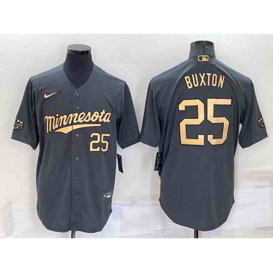 Men Minnesota Twins #25 Byron Buxton 2022 All Star Charcoal Cool Base Stitched Baseball Jersey->minnesota twins->MLB Jersey
