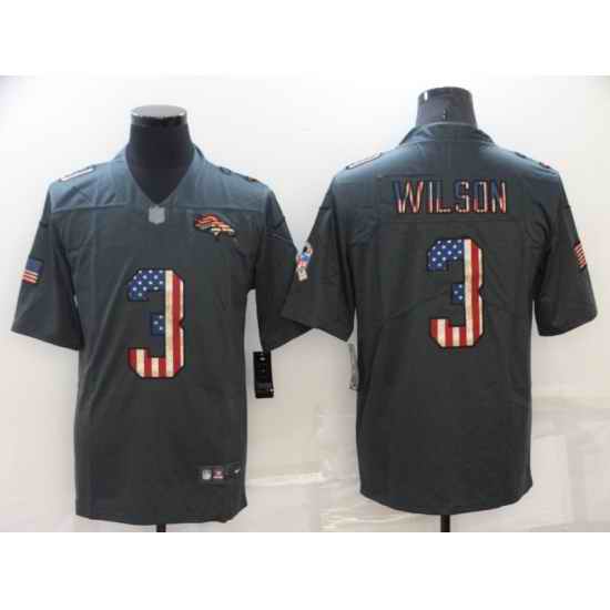 Men's Denver Broncos #3 Russell Wilson Grey Salute To Service USA Flag Fashion Limited Stitched Jersey->denver broncos->NFL Jersey