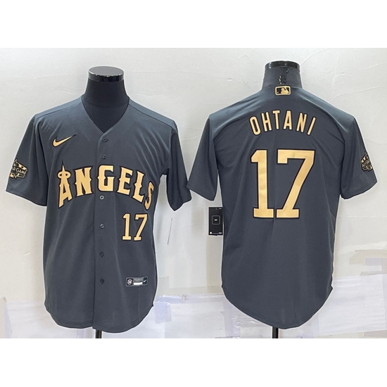 Men Los Angeles Angels #17 Shohei Ohtani 2022 All Star Charcoal Cool Base Stitched Jersey->los angeles angels->MLB Jersey