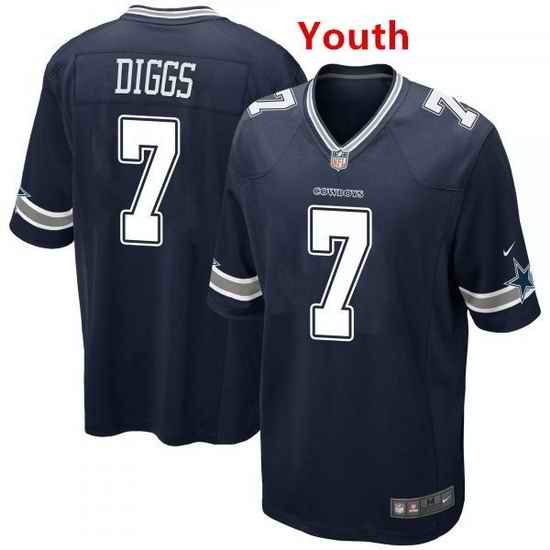 Youth Dallas Cowboys #7 Trevon Diggs Navy Jersey->youth nfl jersey->Youth Jersey